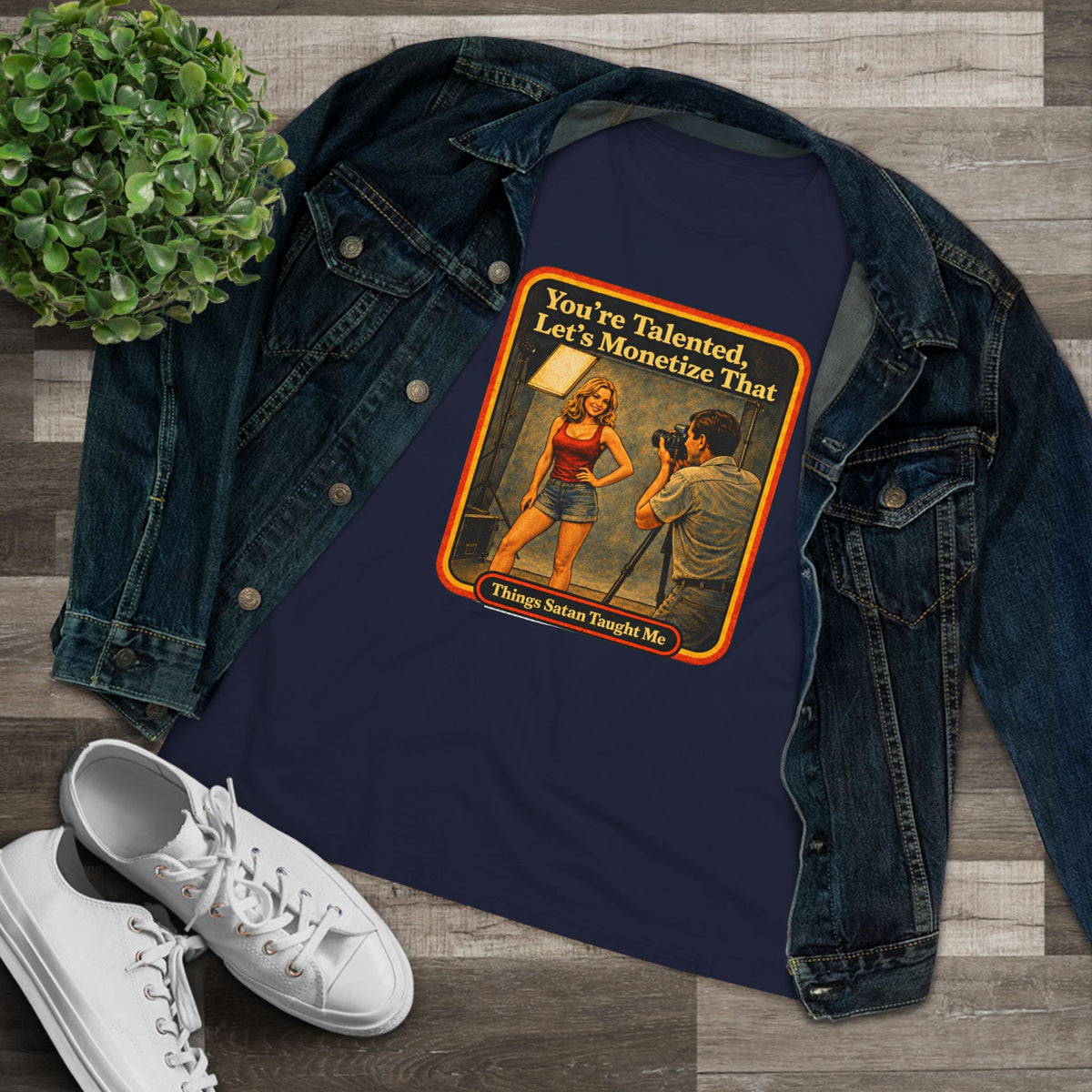 You're Talented, Let's Monetize That Women's Tee in Navy, view 3