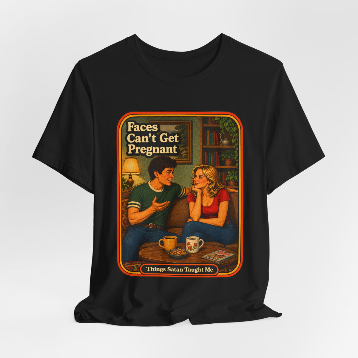 Faces Can't Get Pregnant Unisex Tee in Black, view 4