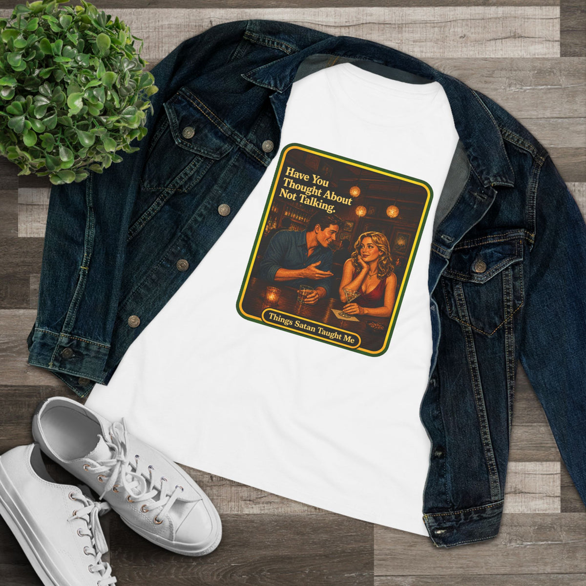 Have You Thought About Not Talking Women's Tee in White, view 3