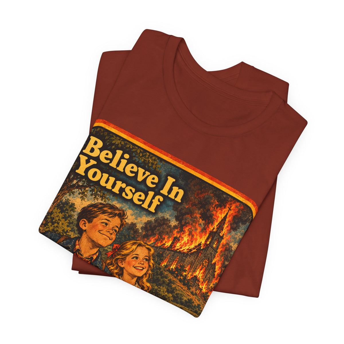 Believe In Yourself Unisex Tee in Rust, view 3