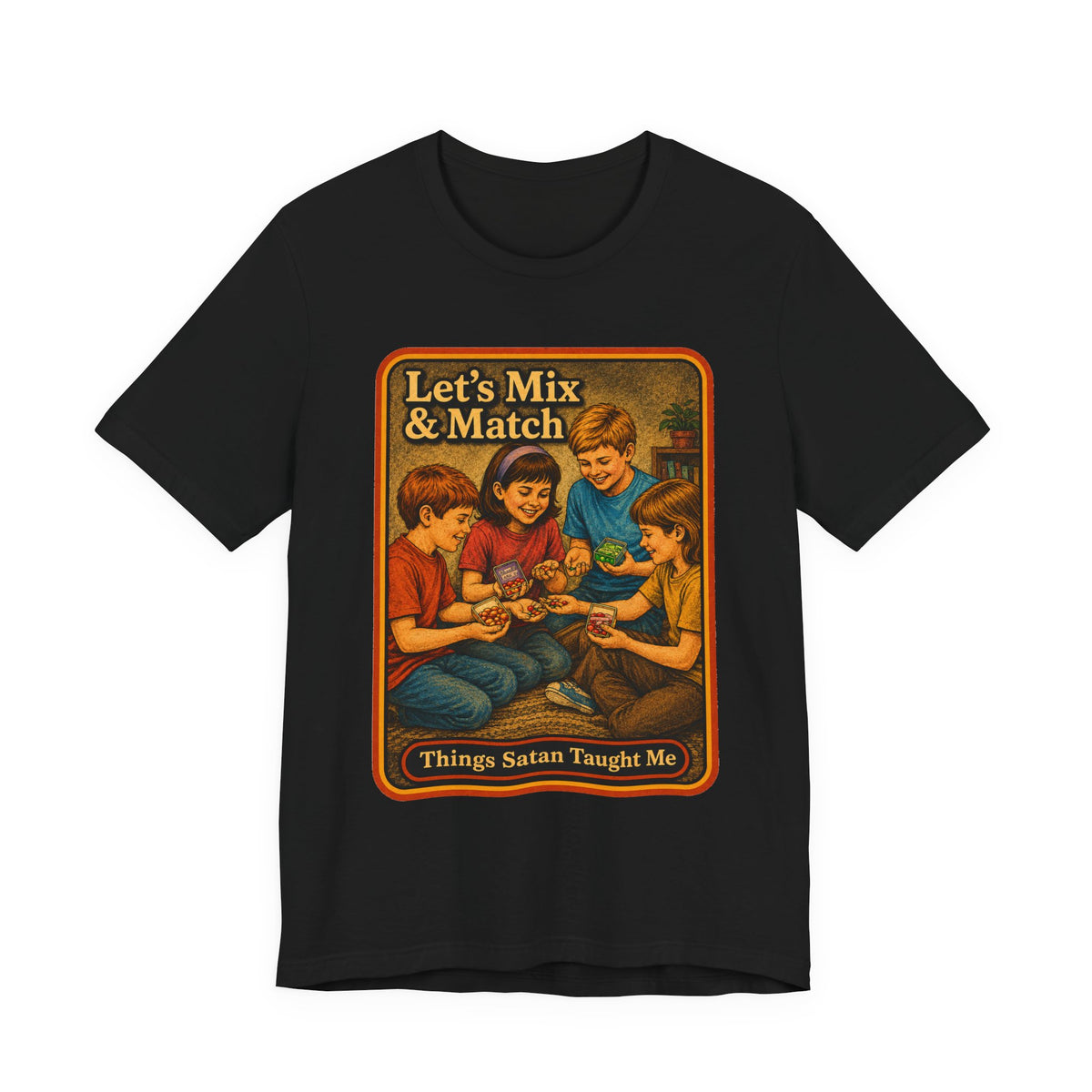 Let's Mix And Match Unisex Tee in Black, front