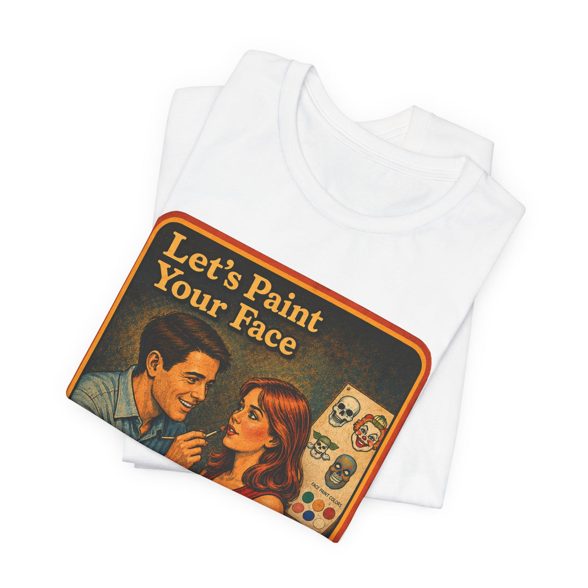 Let's Paint Your Face Unisex Tee in White, view 3