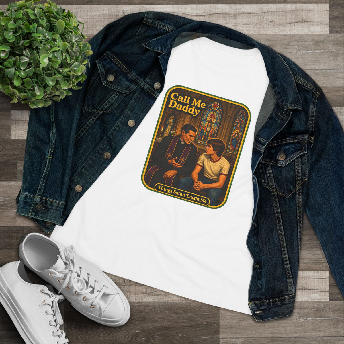 Call Me Daddy Women's Tee in White, view 3