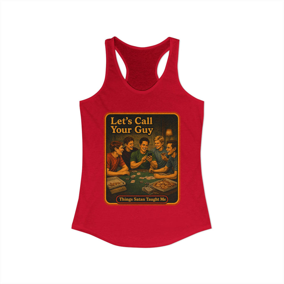 Let's Call Your Guy Racerback Tank in Red, view 2