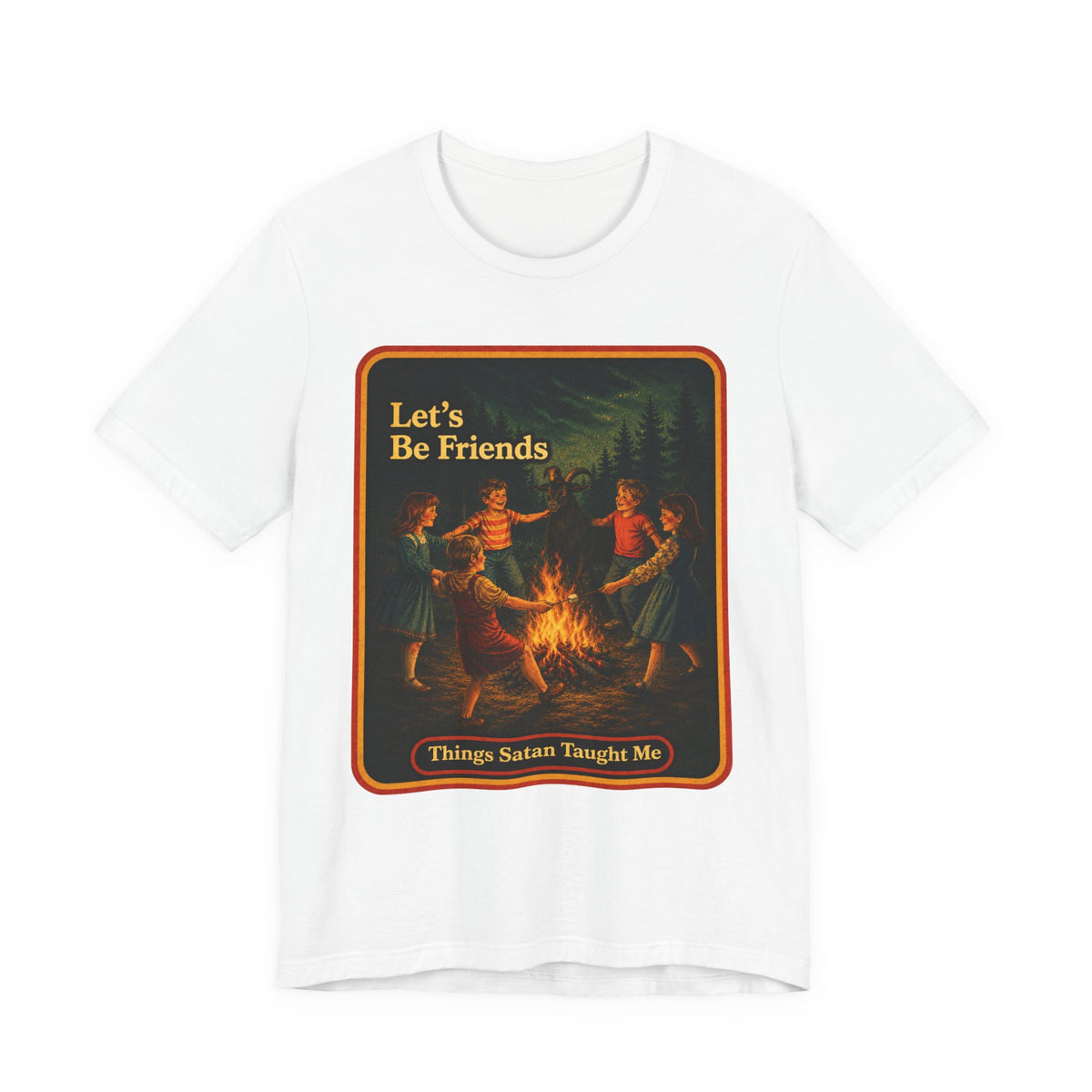 Let's Be Friends Unisex Tee in White, front