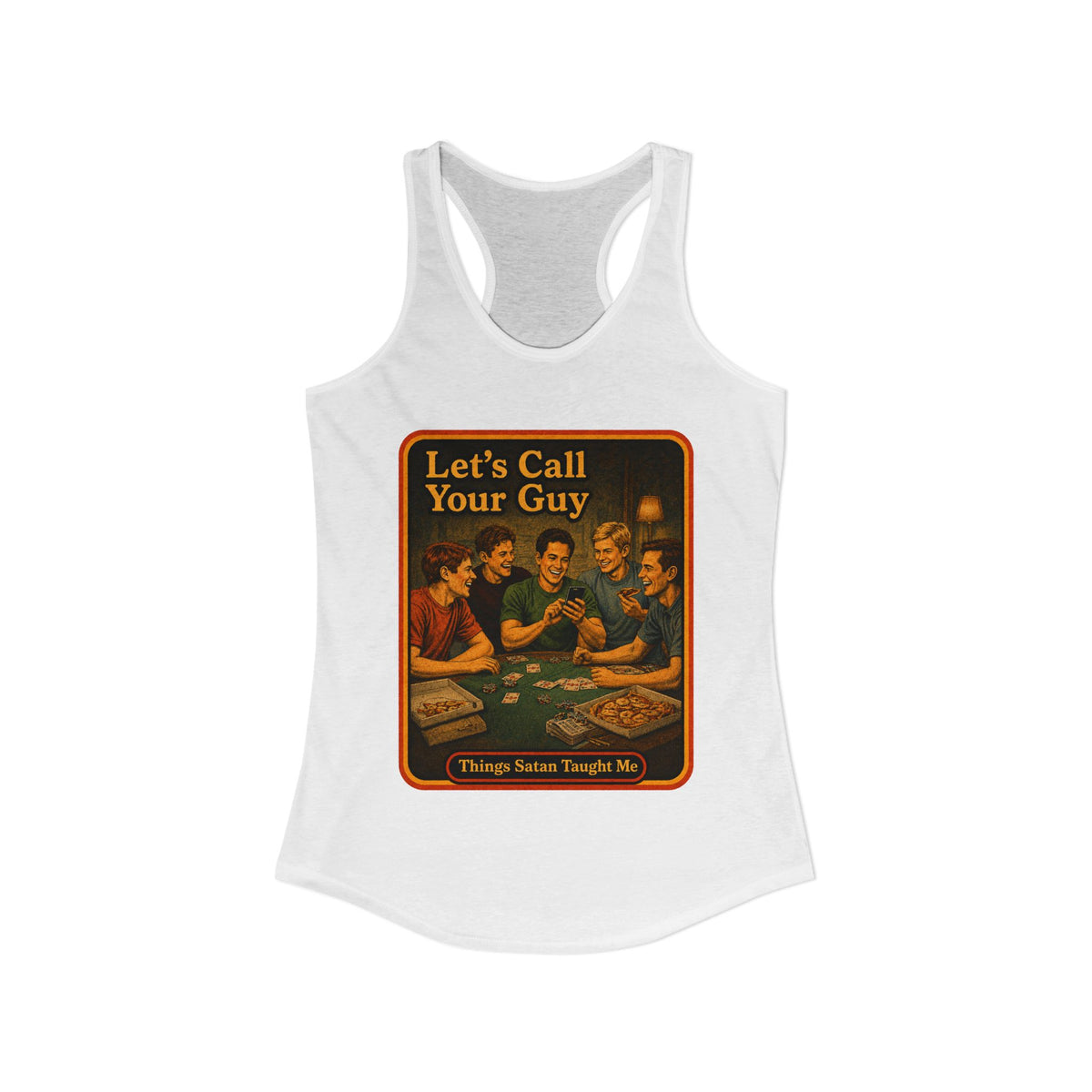 Let's Call Your Guy Racerback Tank in White, view 2