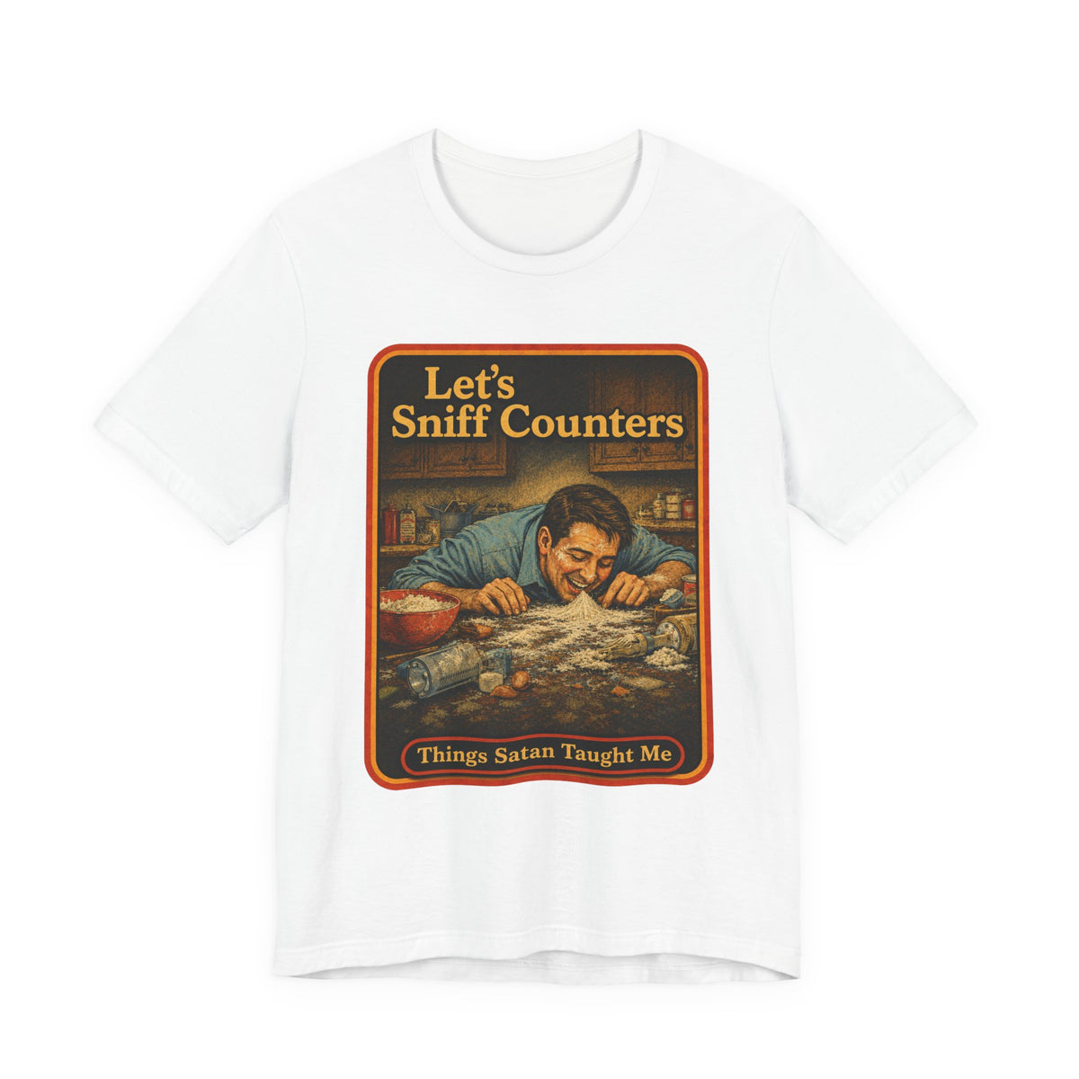 Let's Sniff Counters Unisex Tee in White, front