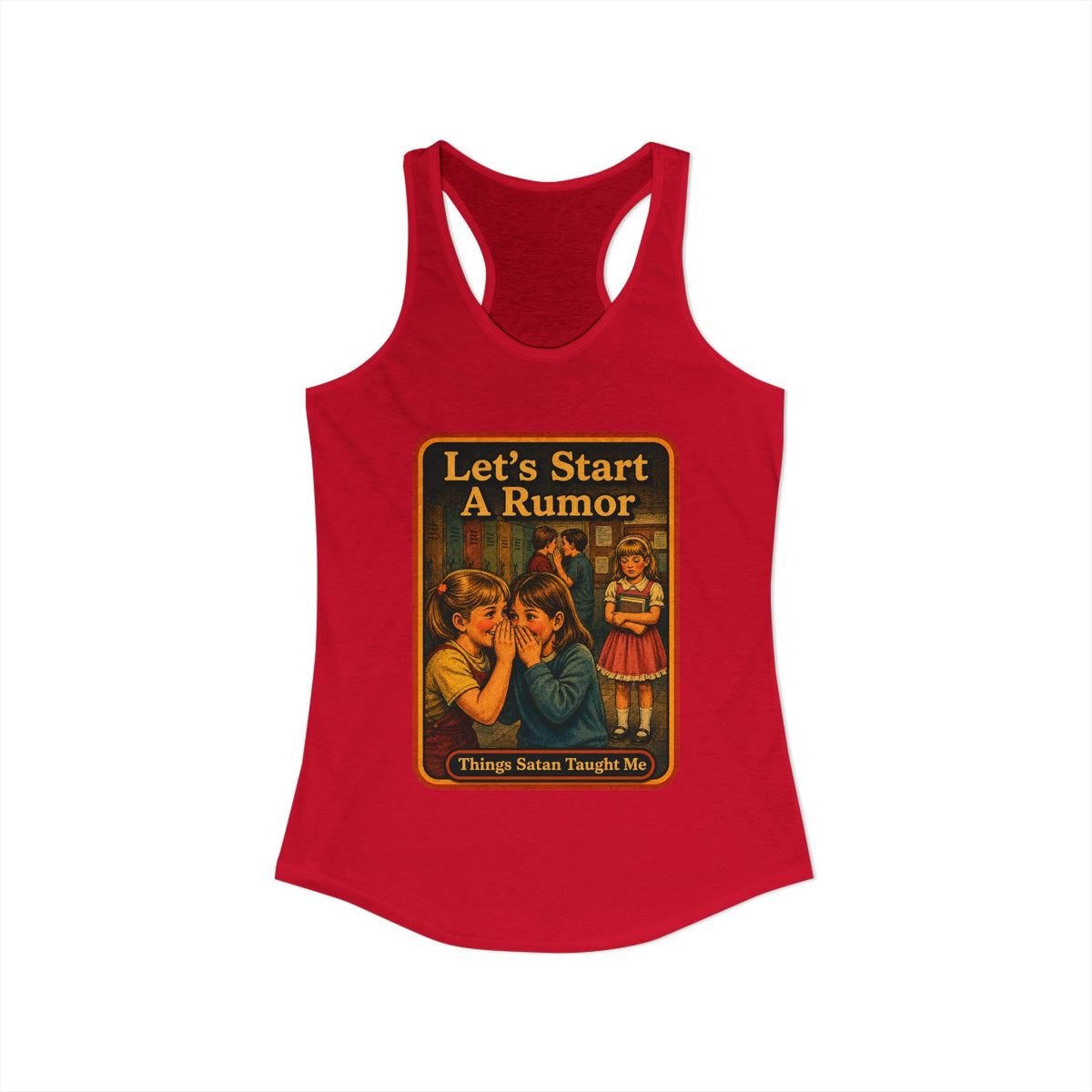 Let's Start A Rumor Racerback Tank in Red, view 2
