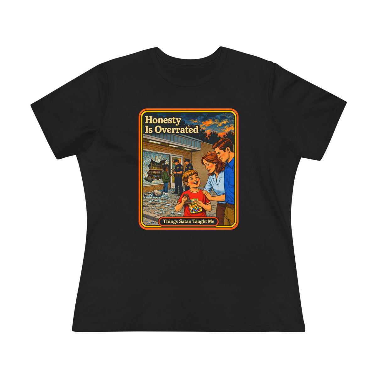 Honesty Is Overrated Women's Tee in Black, front