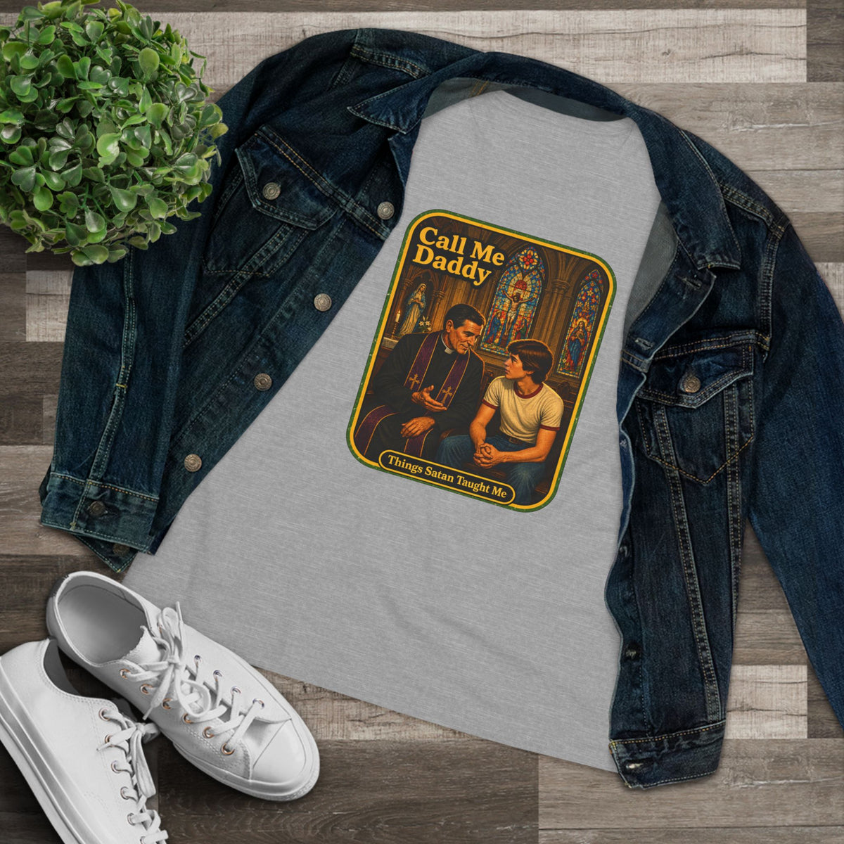Call Me Daddy Women's Tee in Athletic Heather, view 3