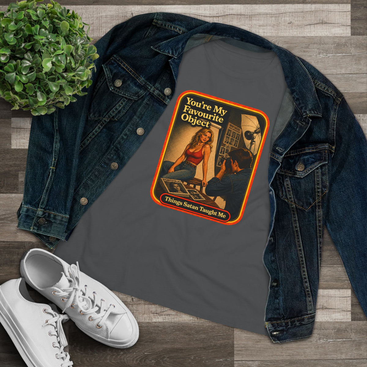 You're My Favourite Object Women's Tee in Asphalt, view 3