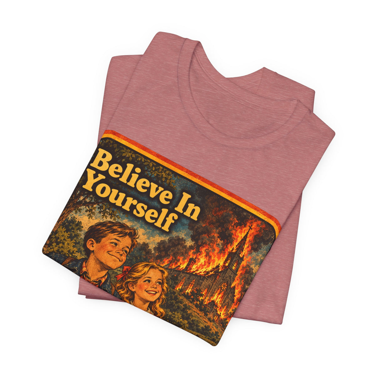 Believe In Yourself Unisex Tee in Heather Mauve, view 3