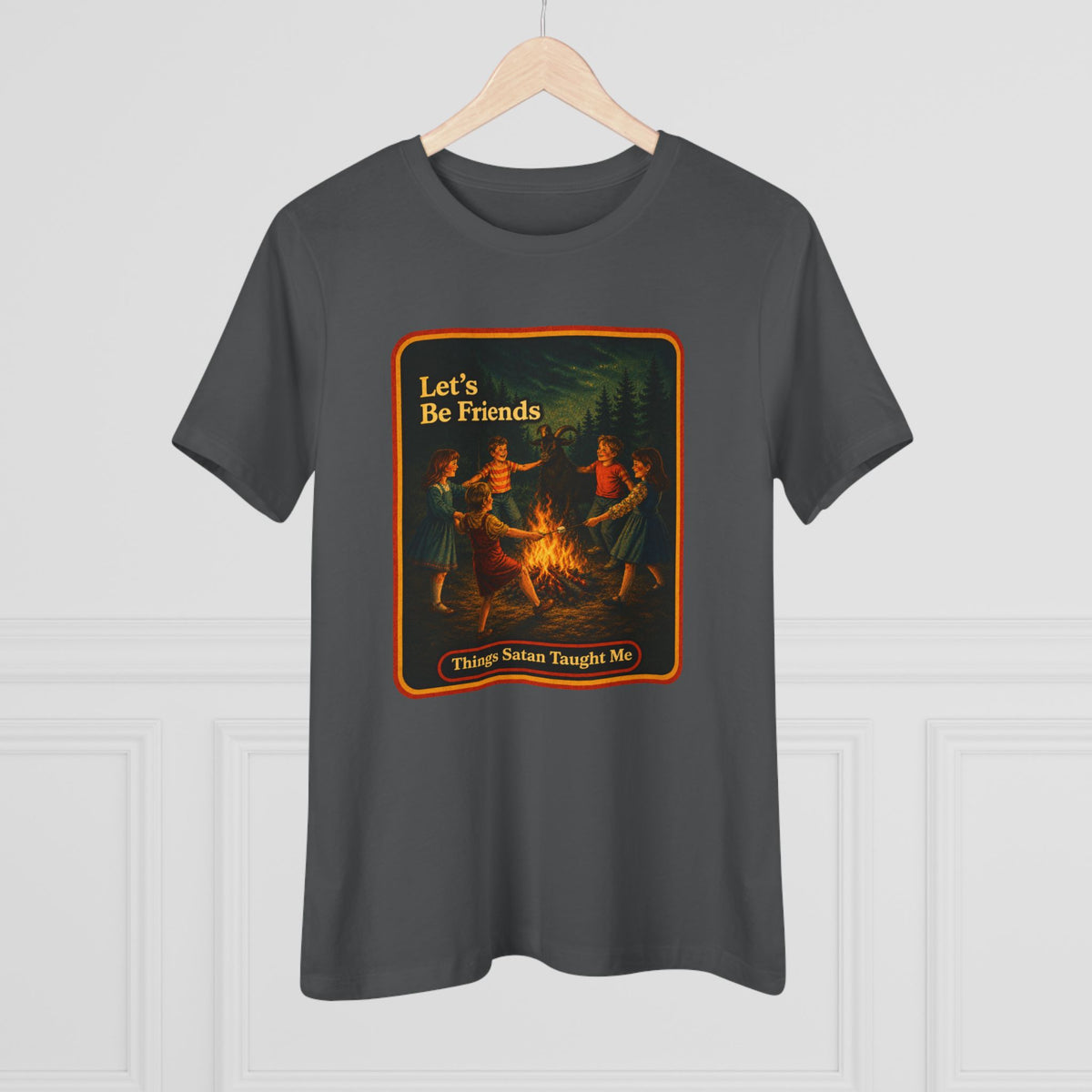 Let's Be Friends Women's Tee in Asphalt, view 4