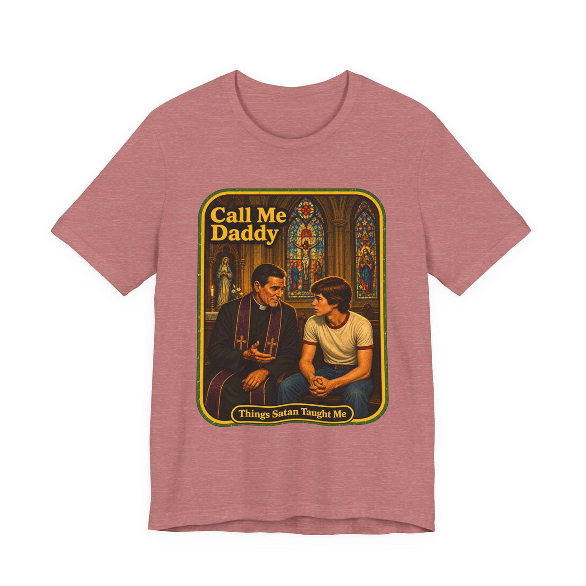 Call Me Daddy Unisex Tee in Heather Mauve, front
