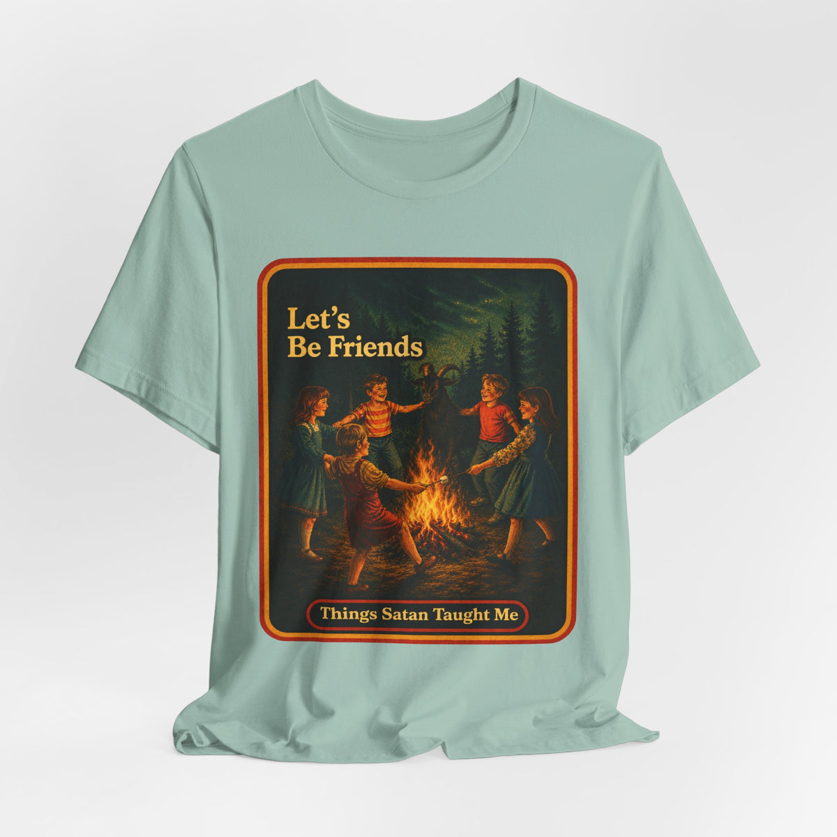 Let's Be Friends Unisex Tee in Dusty Blue, view 4