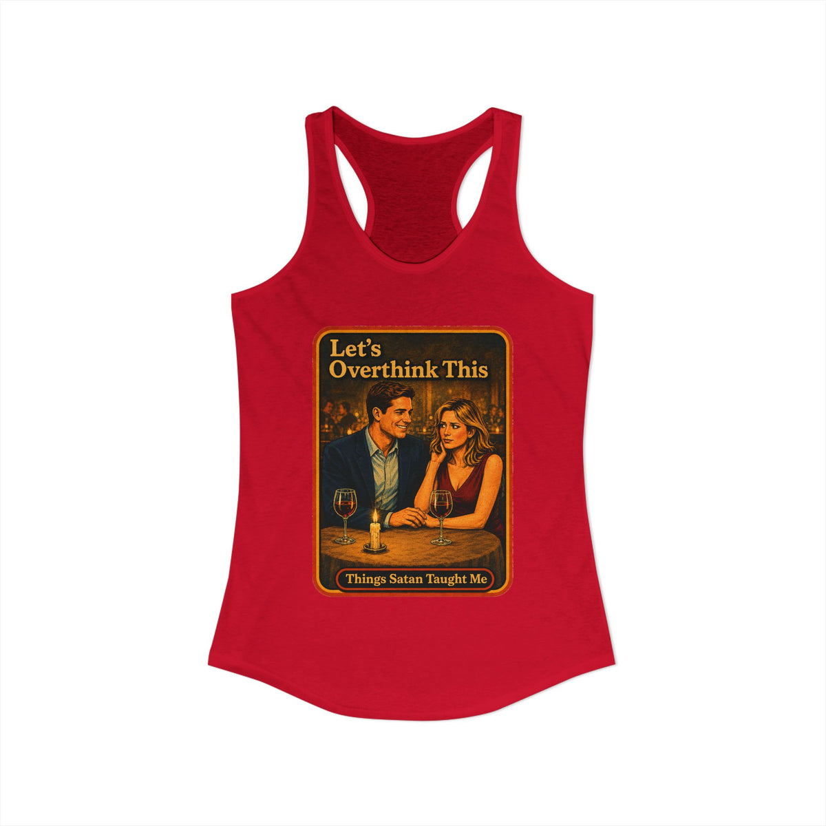 Let's Overthink This Racerback Tank in Red, view 2
