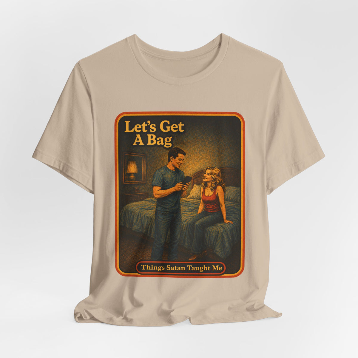 Let's Get A Bag Unisex Tee in Tan, view 4