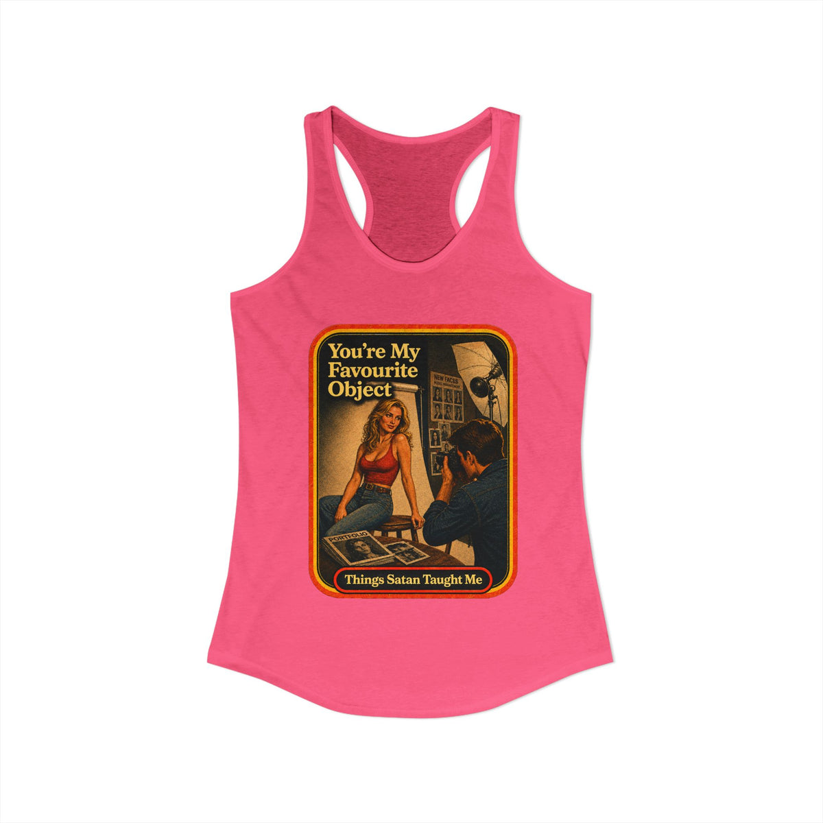You're My Favourite Object Racerback Tank in Hot Pink, view 2