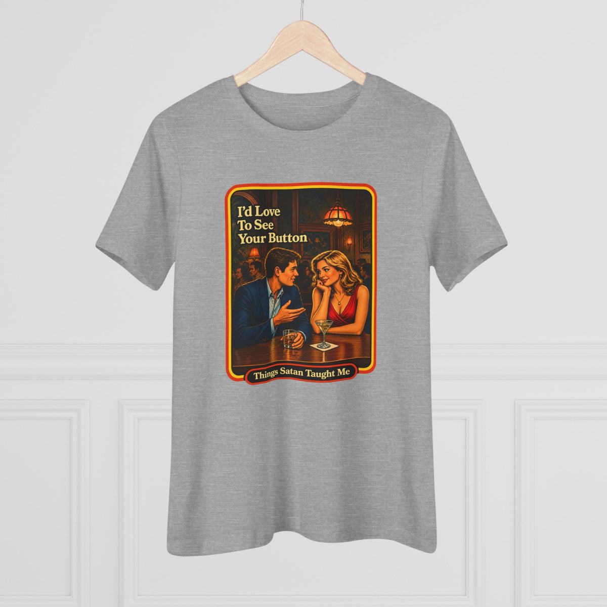 I'd Love To See Your Button Women's Tee in Athletic Heather, view 4