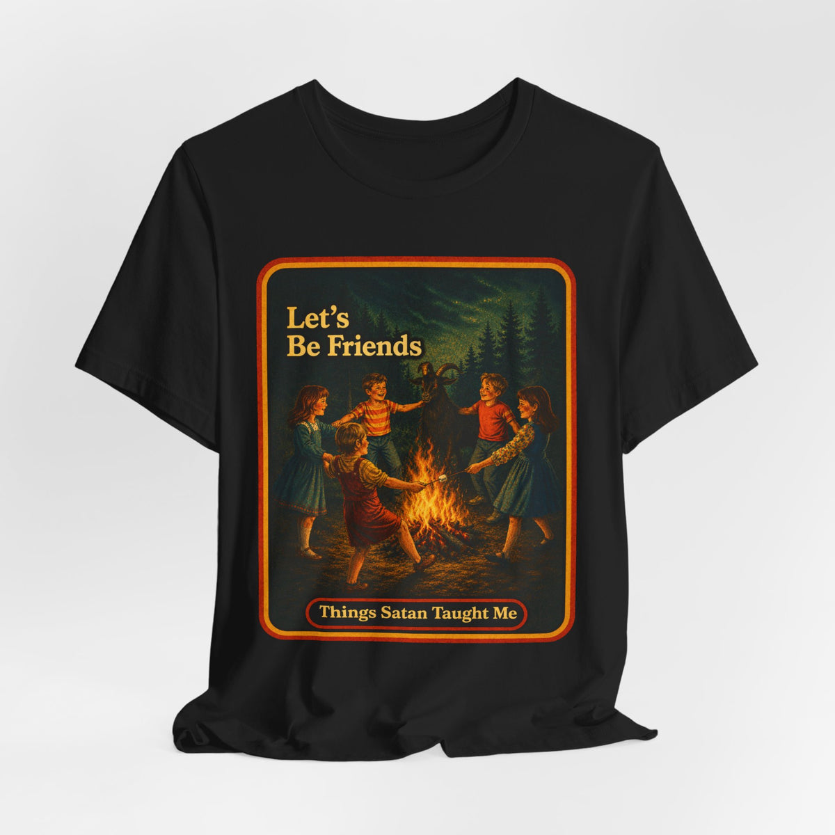Let's Be Friends Unisex Tee in Black, view 4