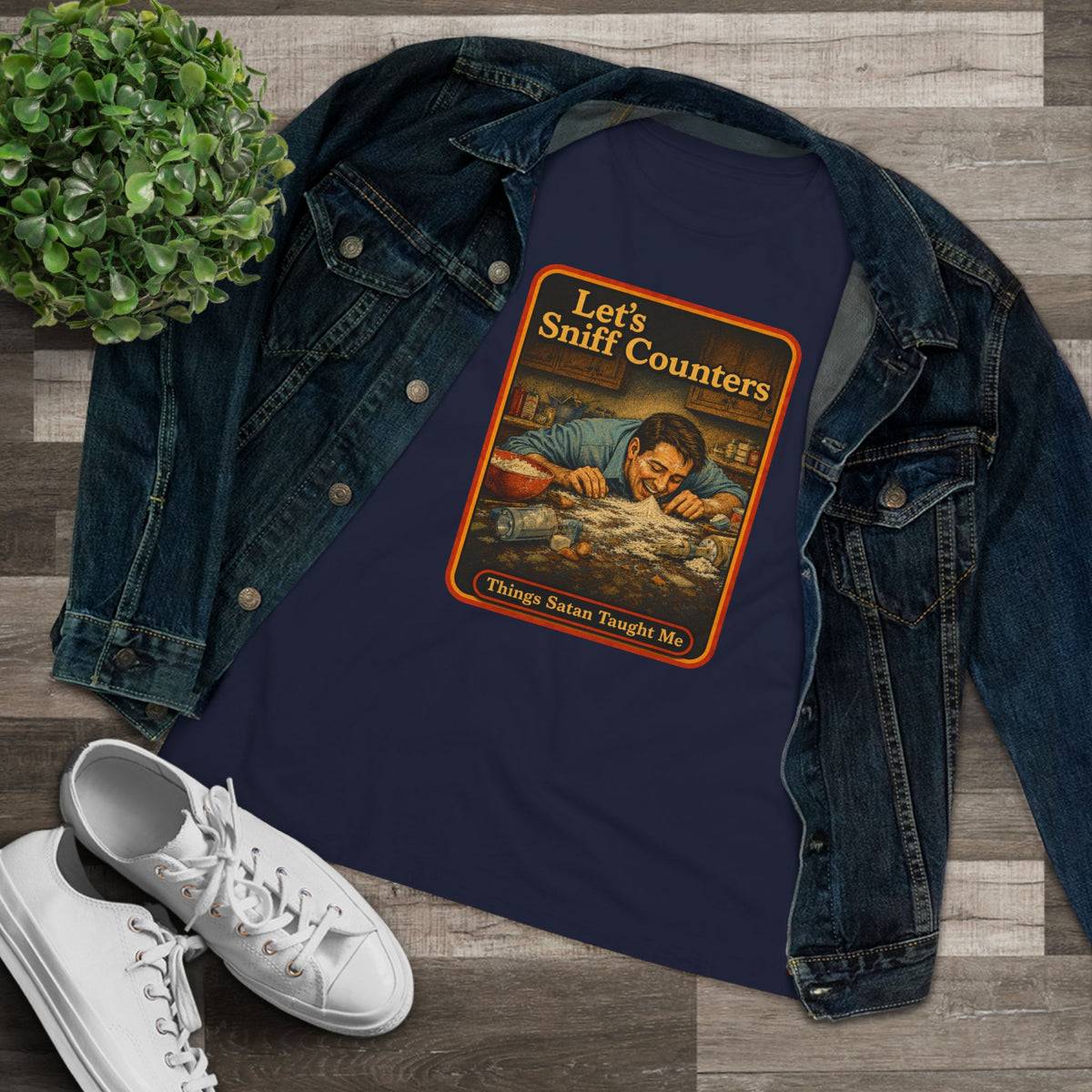 Let's Sniff Counters Women's Tee in Navy, view 3