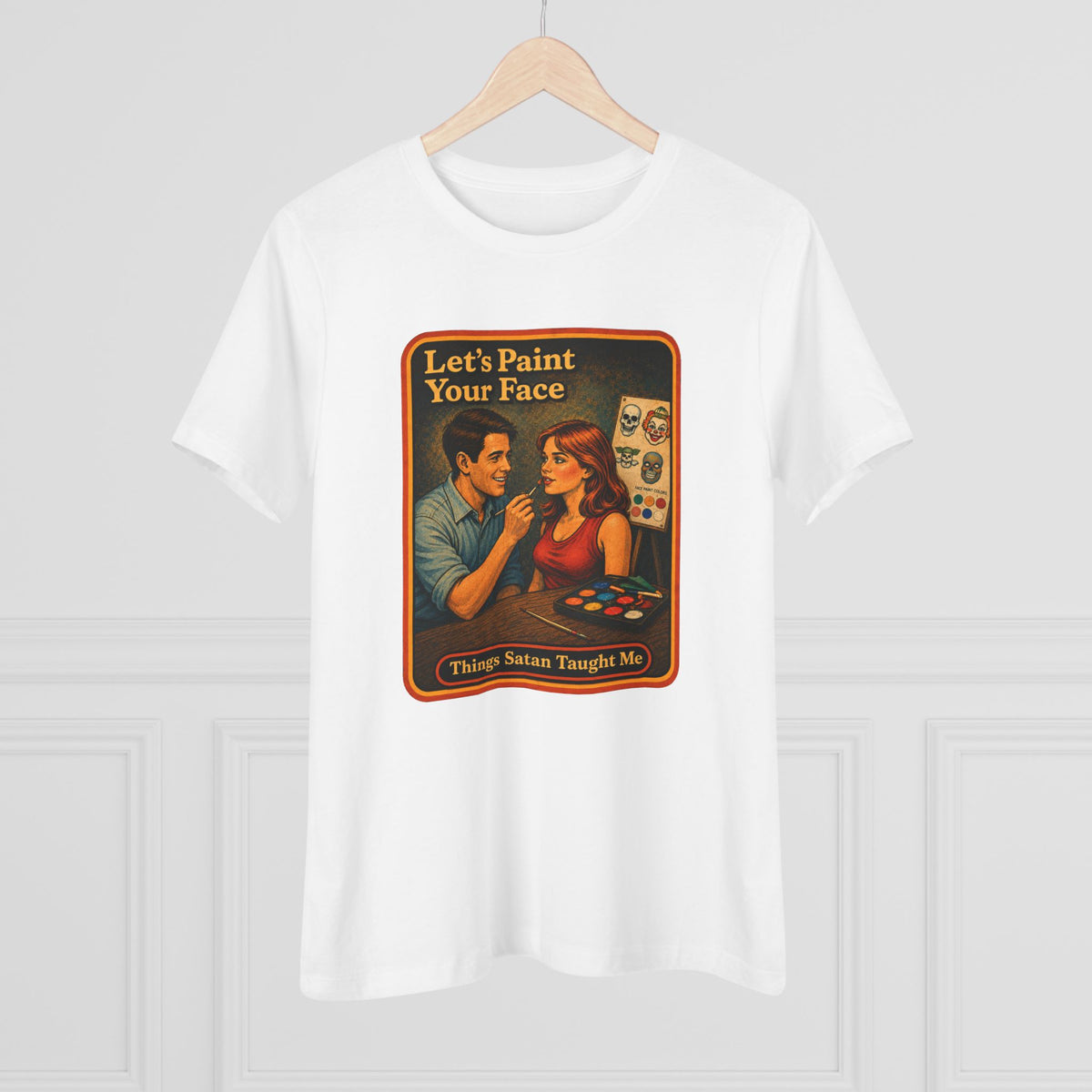 Let's Paint Your Face Women's Tee in White, view 4