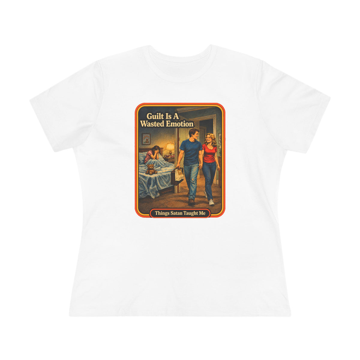 Guilt Is A Wasted Emotion Women's Tee in White, front