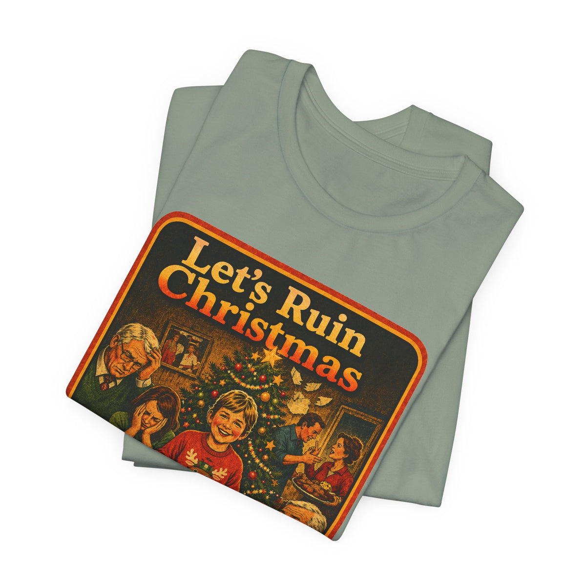 Let's Ruin Christmas Unisex Tee in Sage, view 3