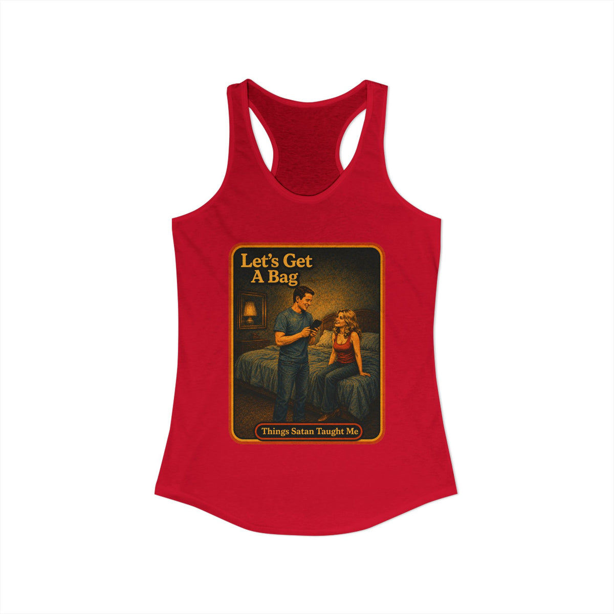 Let's Get A Bag Racerback Tank in Red, view 2