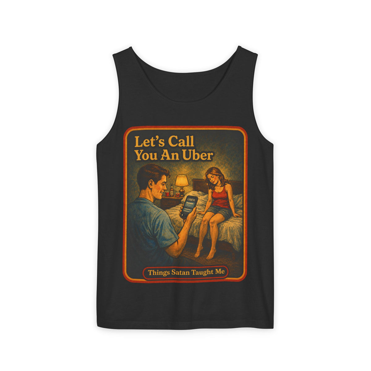 Let's Call You An Uber Wife Beater in Black, front
