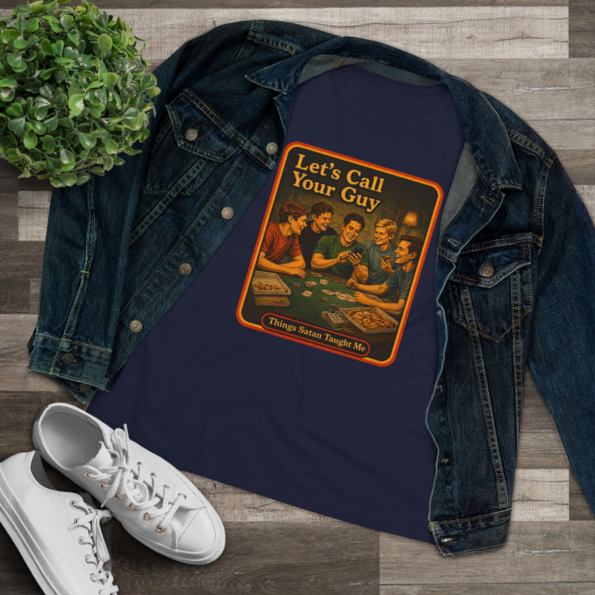 Let's Call Your Guy Women's Tee in Navy, view 3