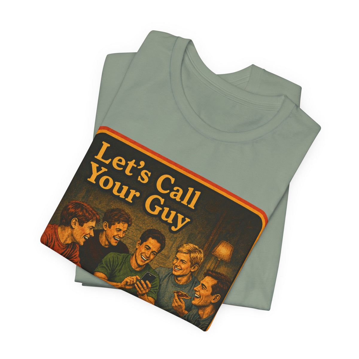 Let's Call Your Guy Unisex Tee in Sage, view 3
