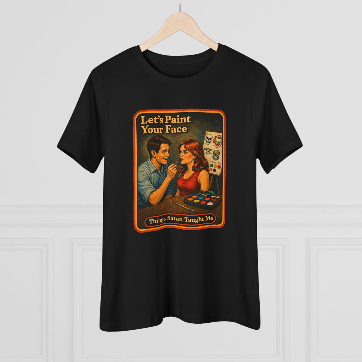 Let's Paint Your Face Women's Tee in Black, view 4