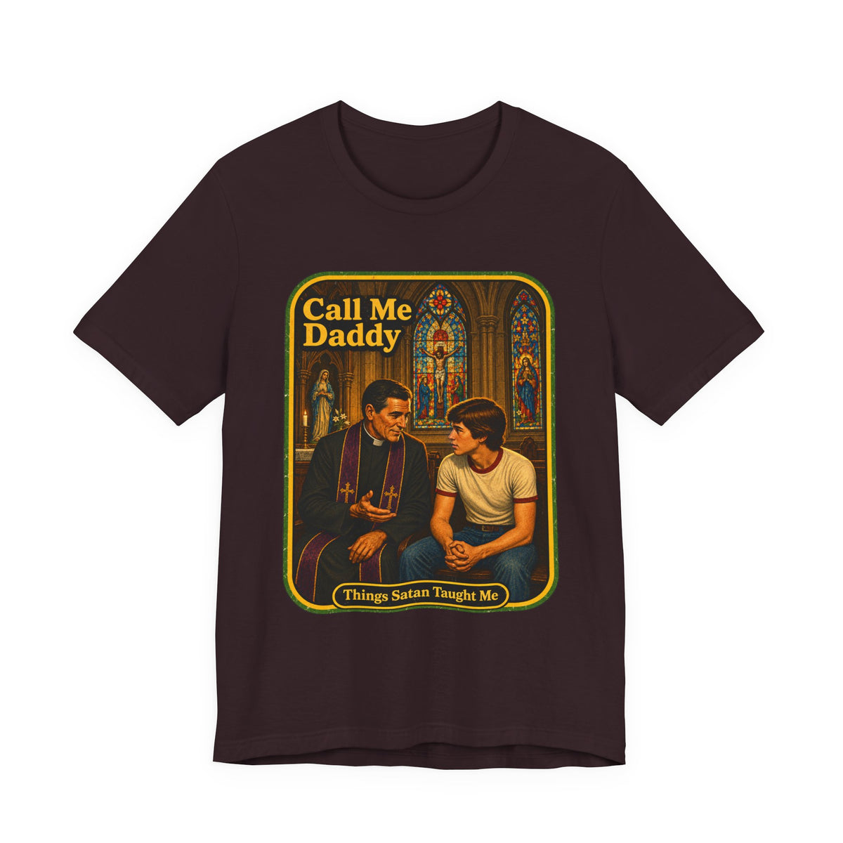 Call Me Daddy Unisex Tee in Oxblood Black, front