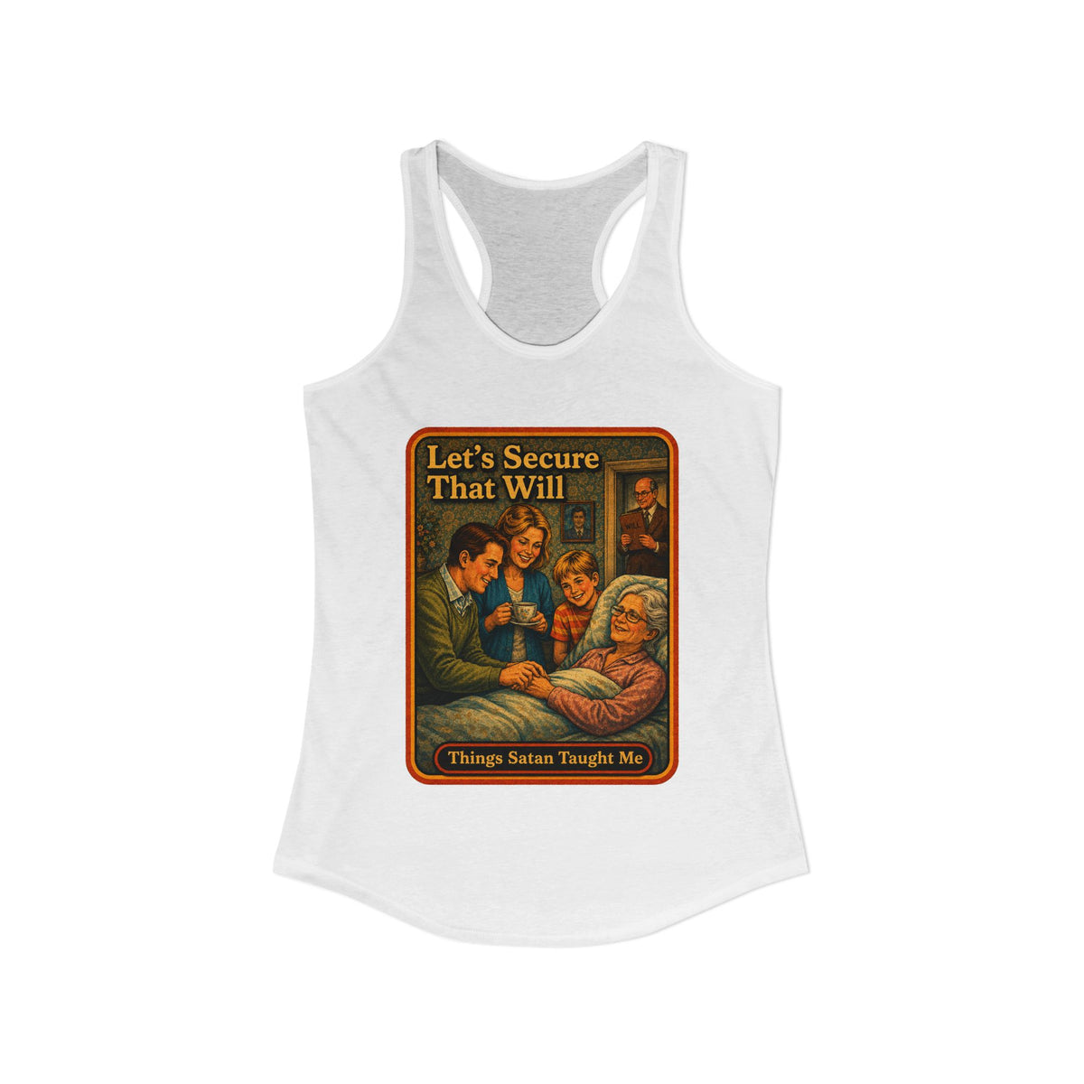 Let's Secure That Will Racerback Tank in White, view 2