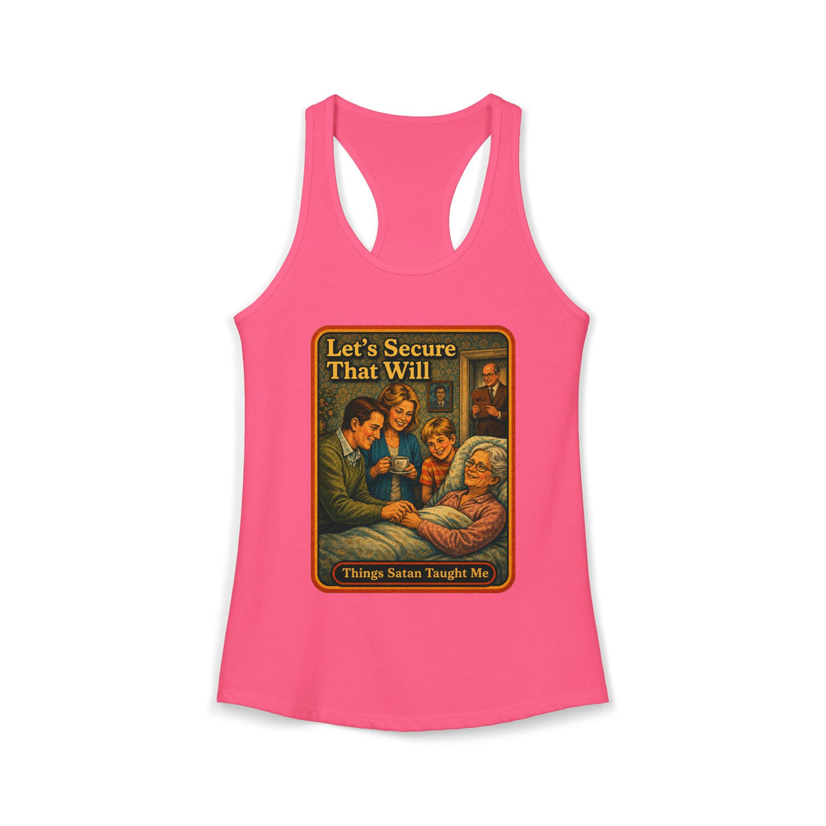 Let's Secure That Will Racerback Tank in Hot Pink, front