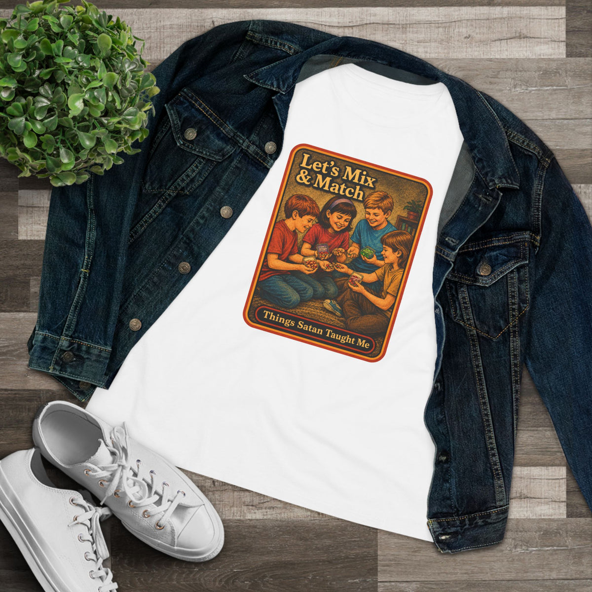 Let's Mix And Match Women's Tee in White, view 3