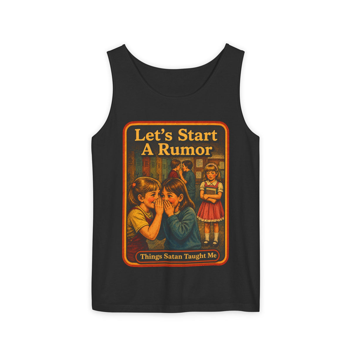 Let's Start A Rumor Wife Beater in Black, front