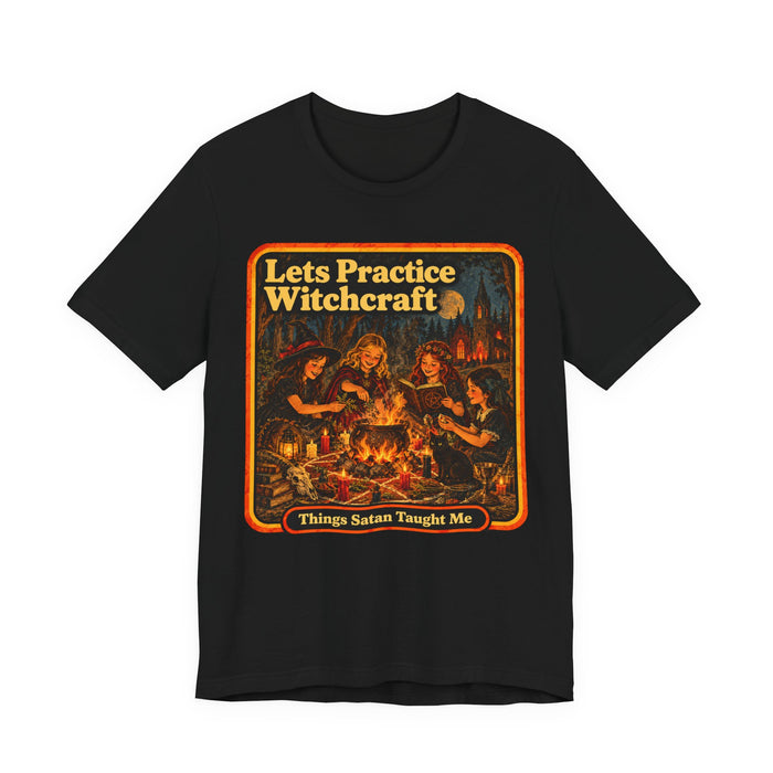 Let's Practice Witchcraft Unisex Tee in black