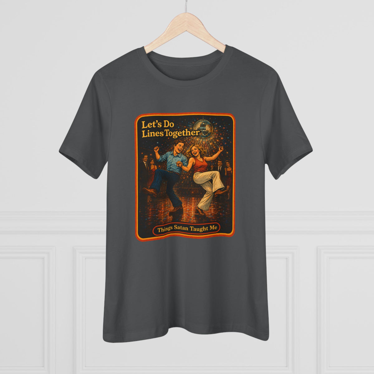 Let's Do Lines Together Women's Tee in Asphalt, view 4