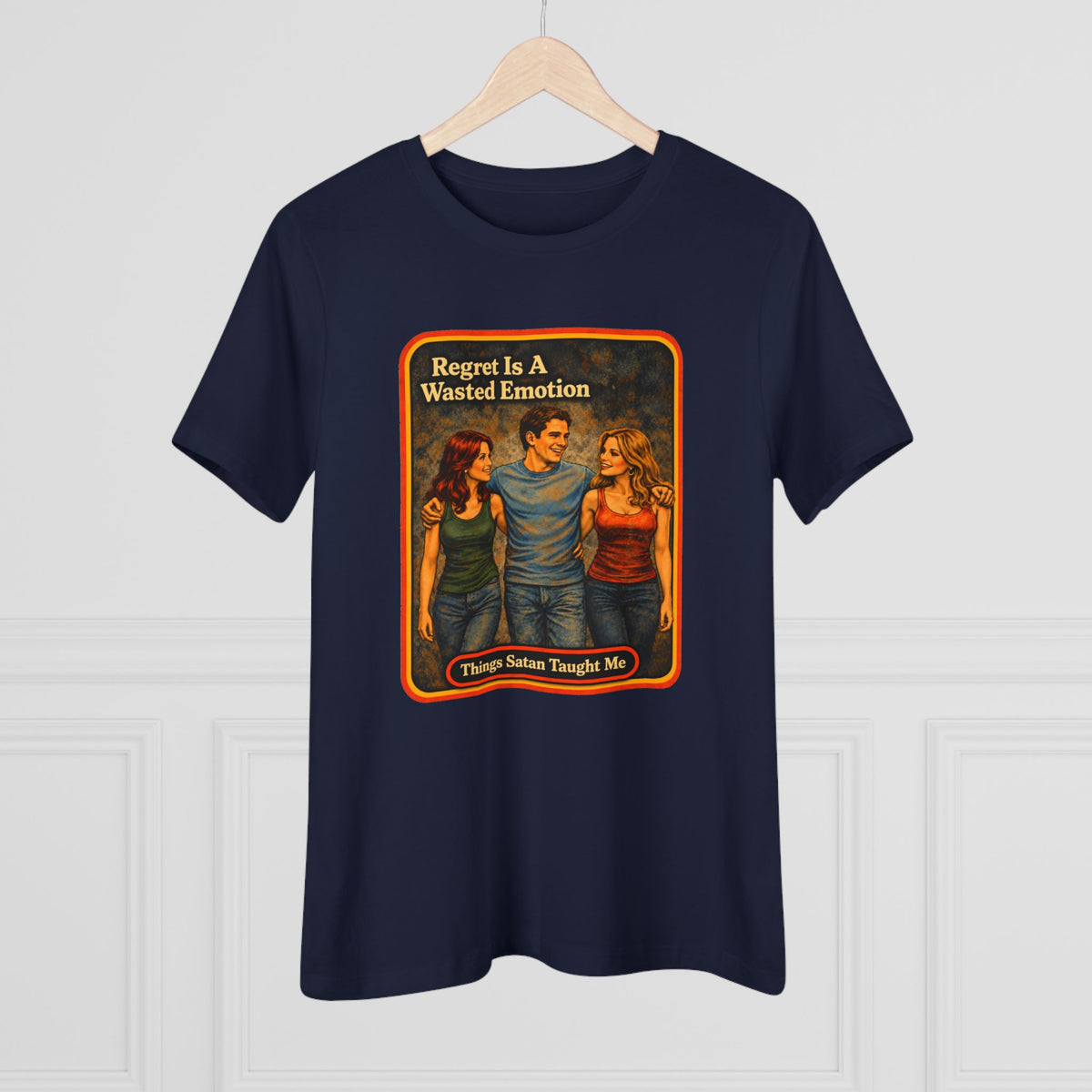 Regret Is A Wasted Emotion Women's Tee in Navy, view 4