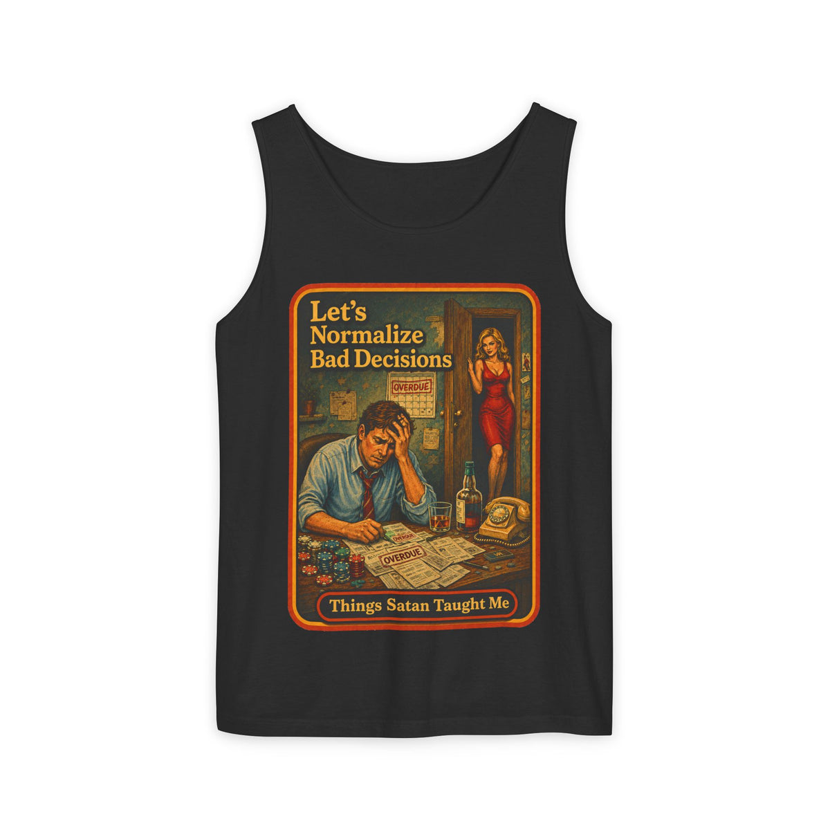 Let's Normalize Bad Decisions Wife Beater in Black, front