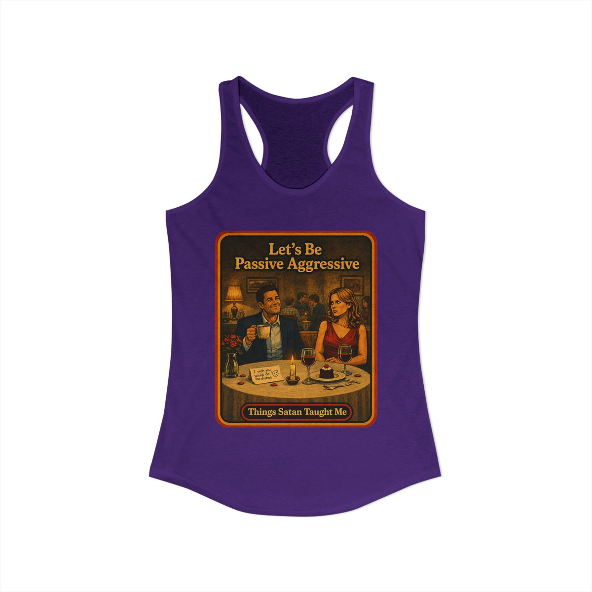 Let's Be Passive Aggressive Racerback Tank in Purple Rush, view 2