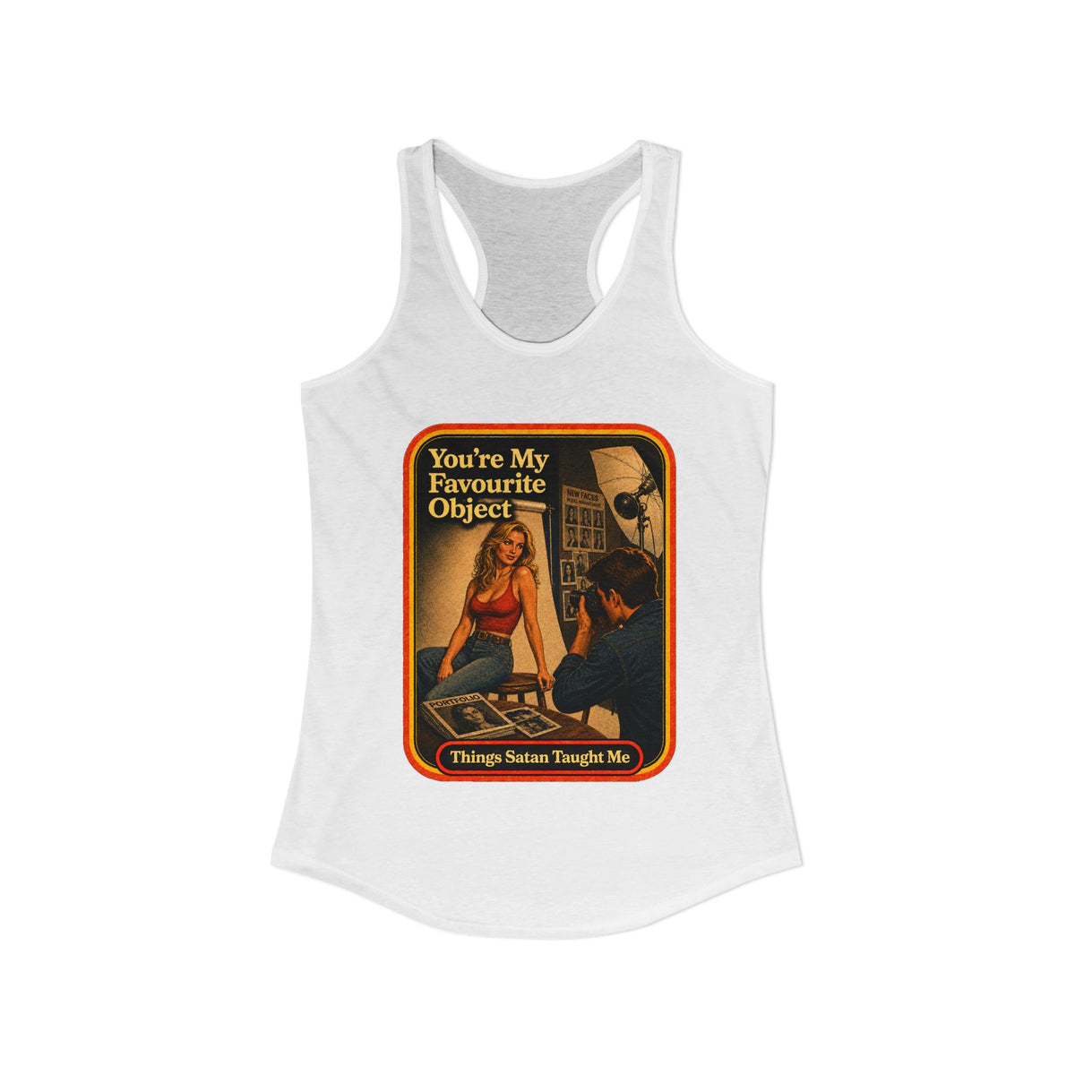 You're My Favourite Object Racerback Tank in White, view 2