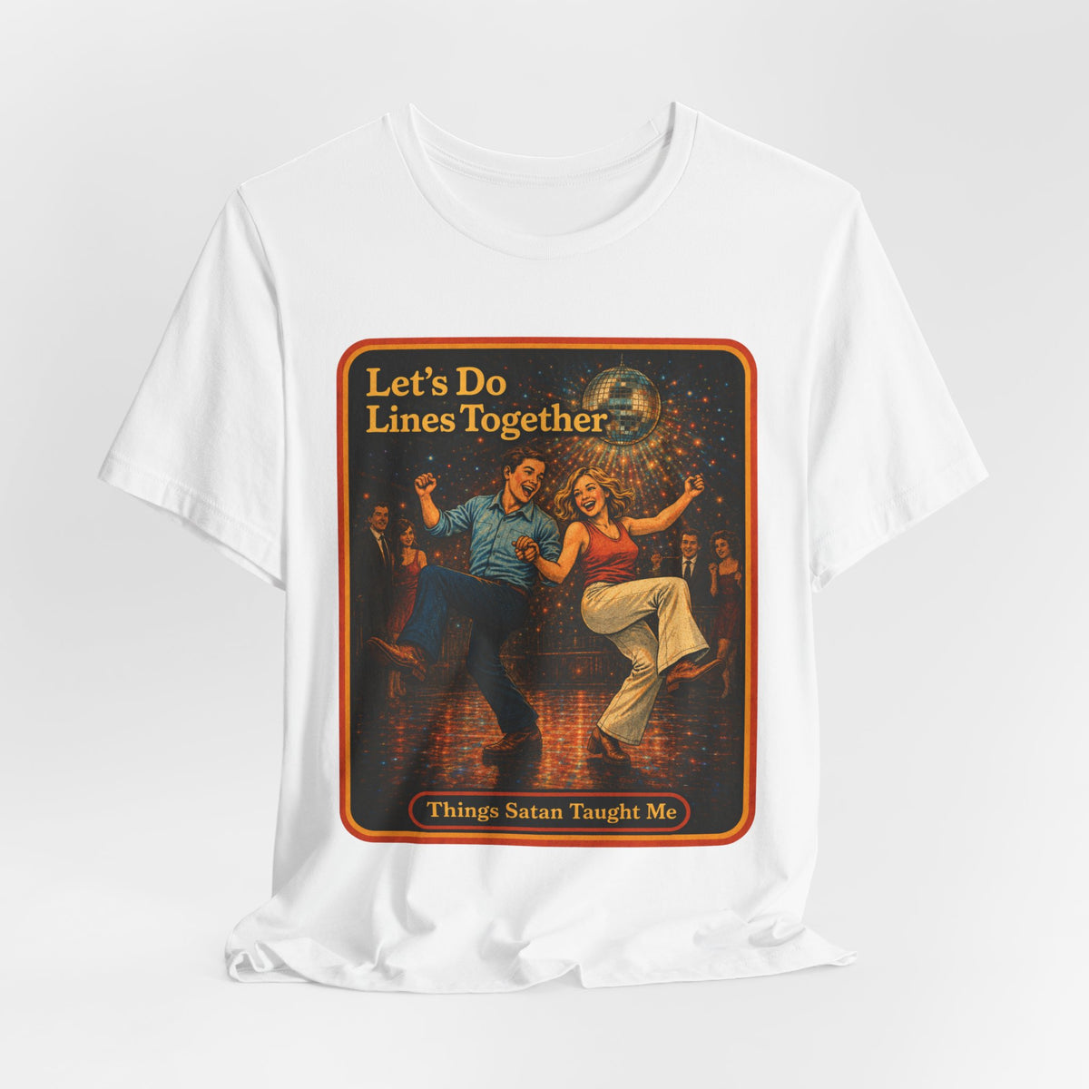 Let's Do Lines Together Unisex Tee in White, view 4