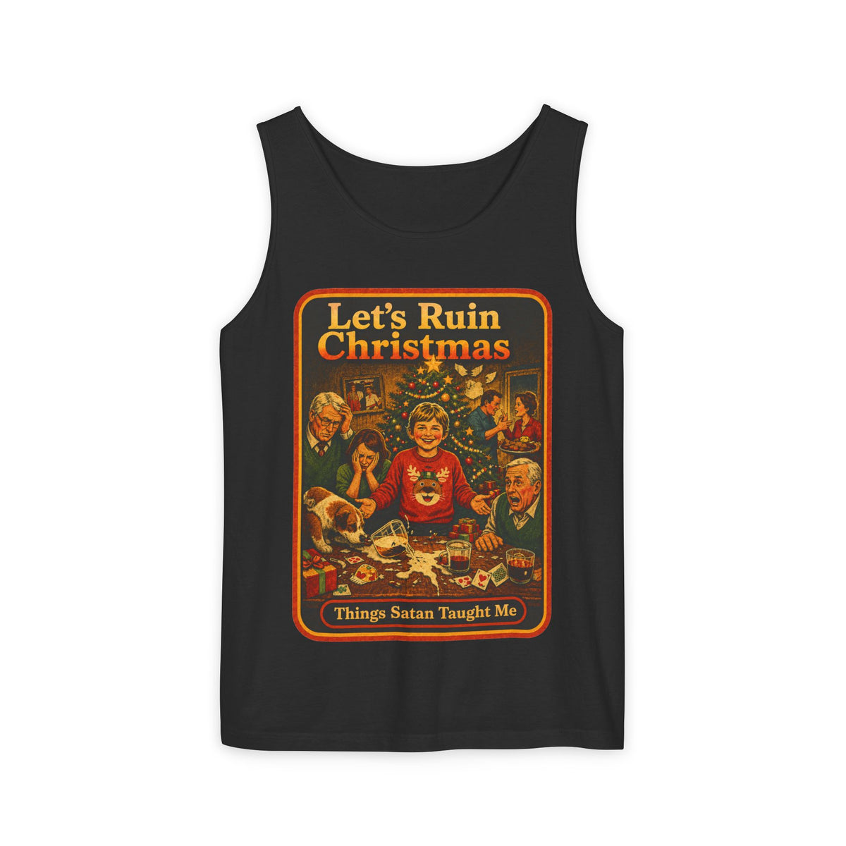 Let's Ruin Christmas Wife Beater in Black, front
