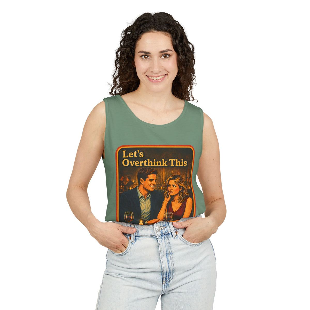 Let's Overthink This Wife Beater in Light Green, view 3