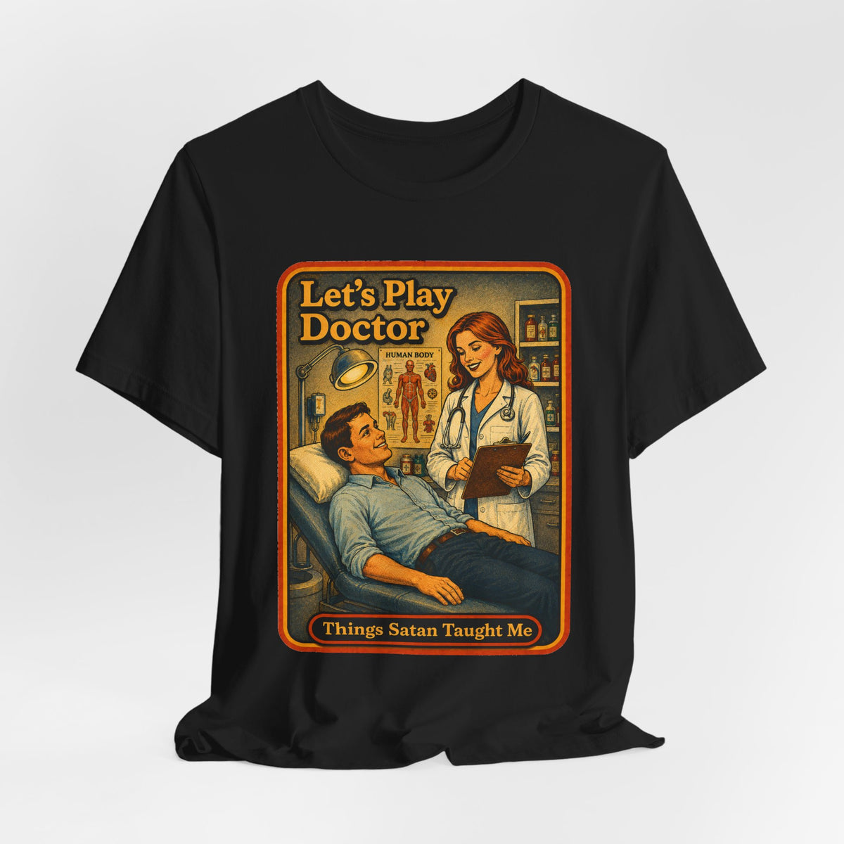 Let's Play Doctor Unisex Tee in Black, view 4