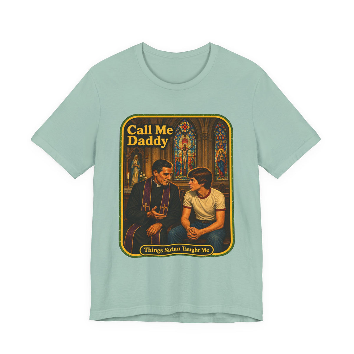 Call Me Daddy Unisex Tee in Dusty Blue, front
