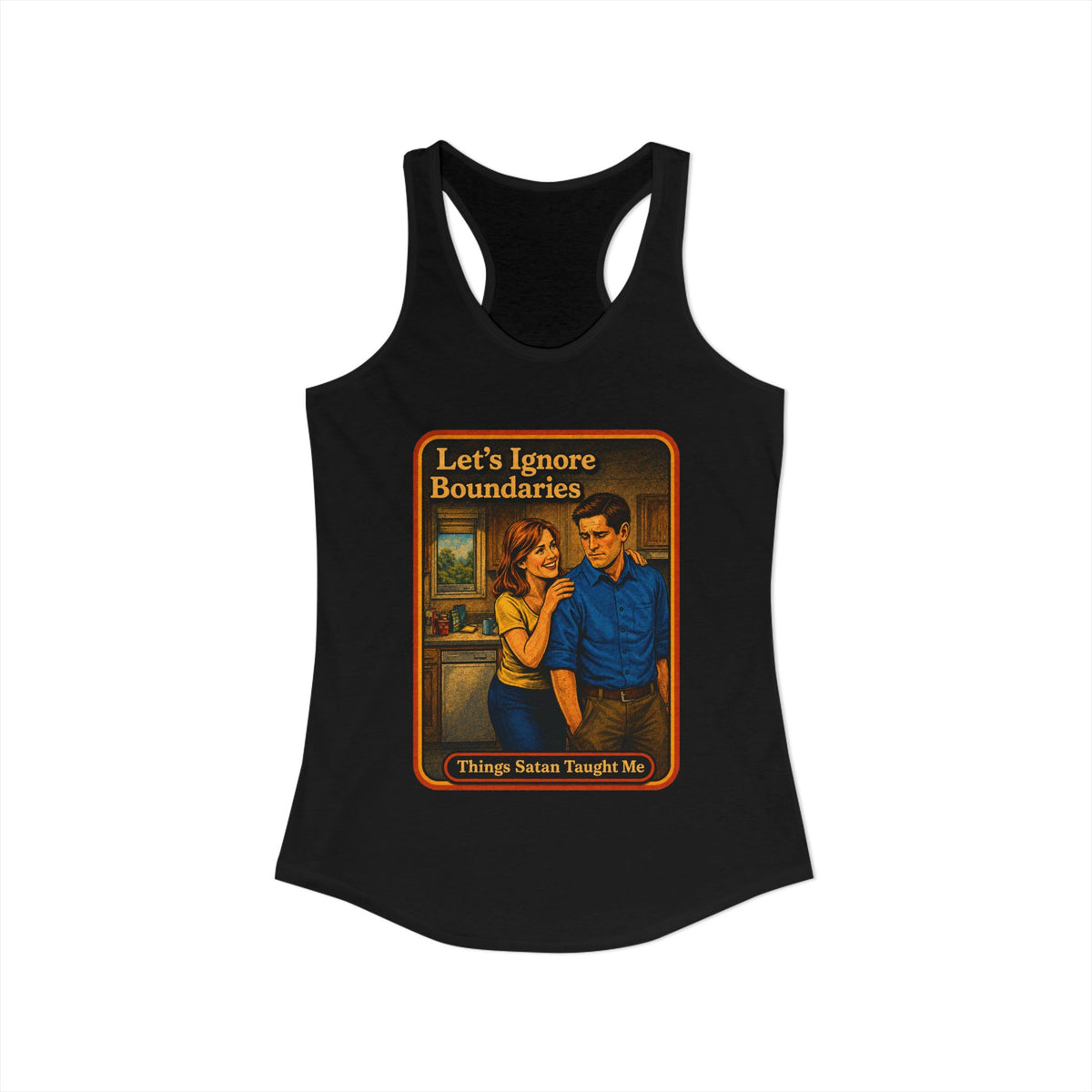 Let's Ignore Boundaries Racerback Tank in Black, view 2